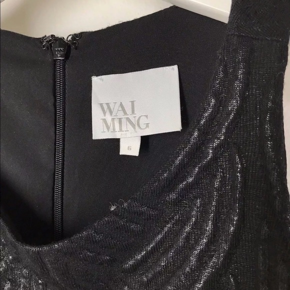 WAI MING BLACK  PANEL DRESS EMBOSSED Cable Size 6 - Picture 4 of 7